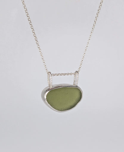 Green Double Bail Seaglass Necklace
