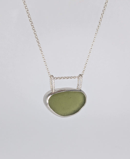 Green Double Bail Seaglass Necklace