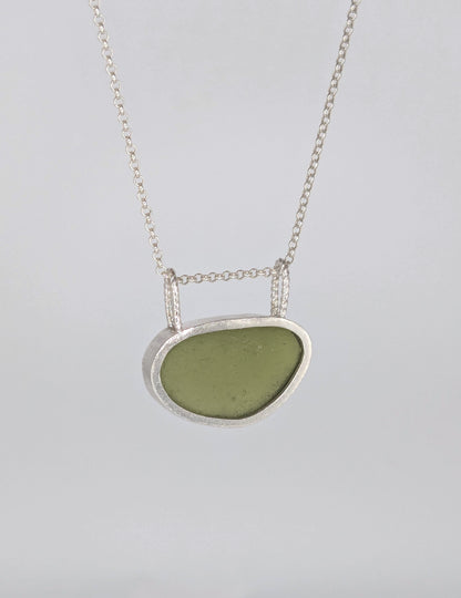 Green Double Bail Seaglass Necklace