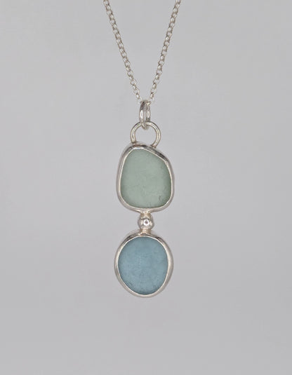 Green and Blue Double Seaglass Necklace