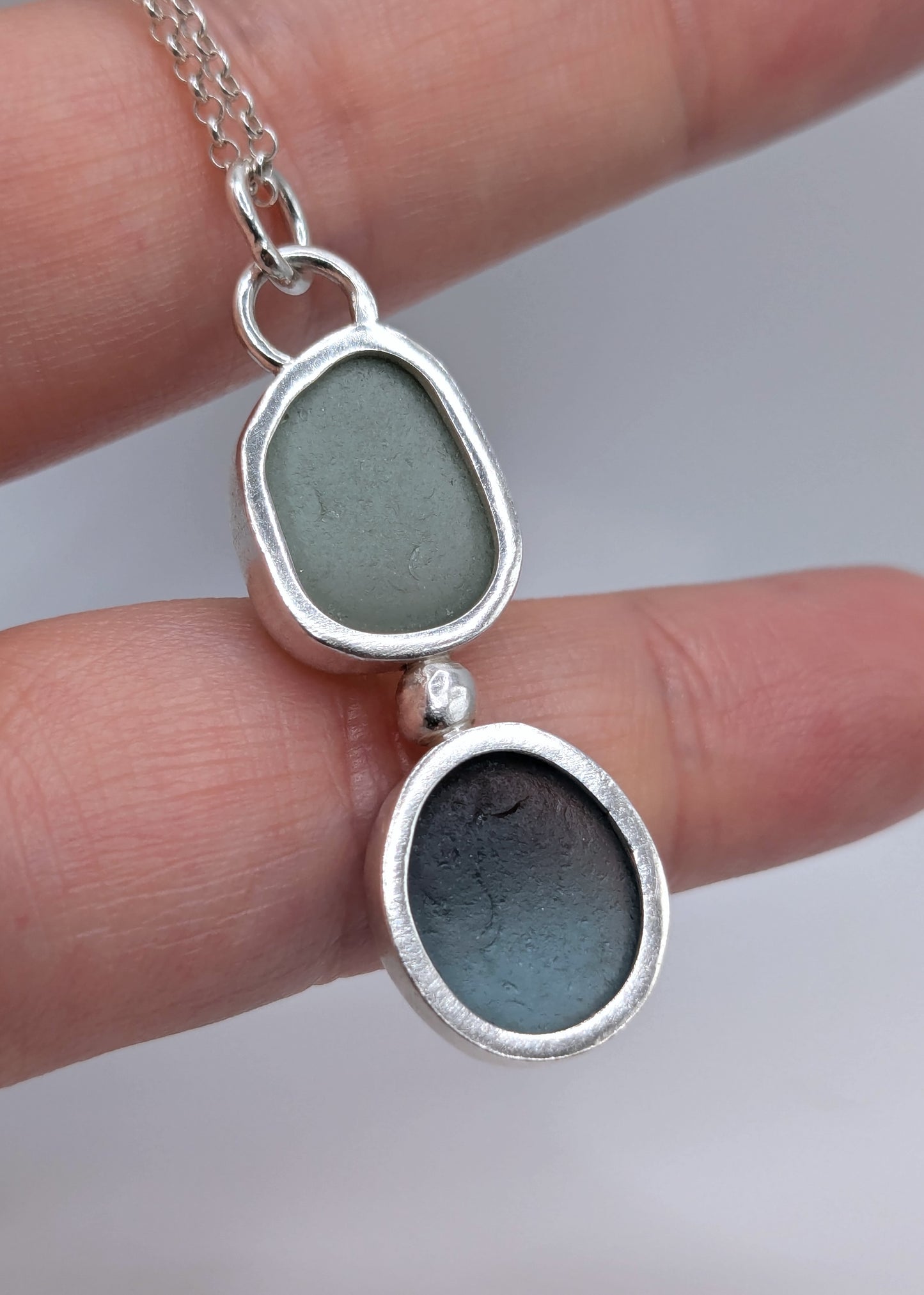 Green and Blue Double Seaglass Necklace